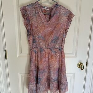 Women’s Pink and Blue Ruffle Dress